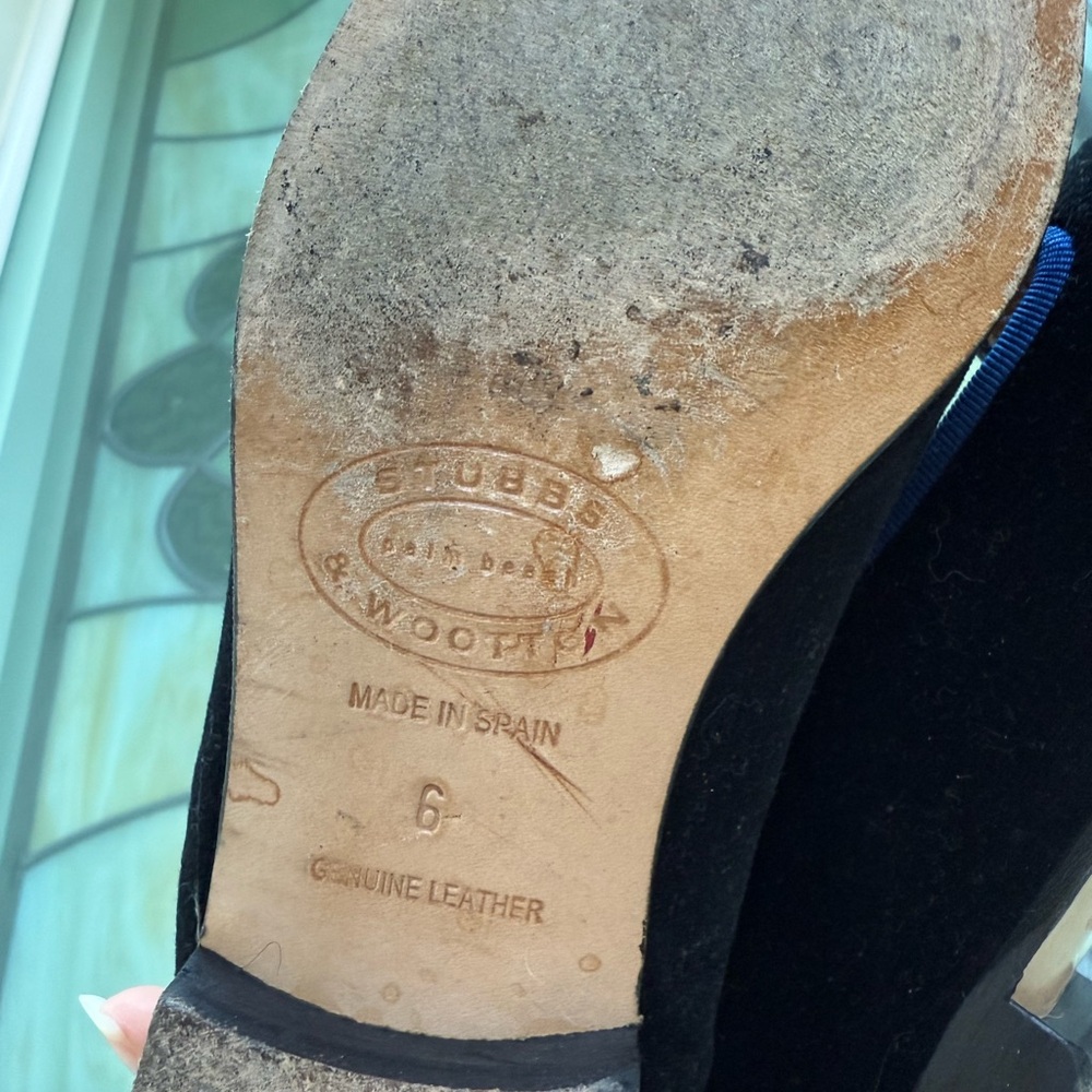 Stubbs & Wootton Black and Blue Women's Loafers - Picture 7 of 8